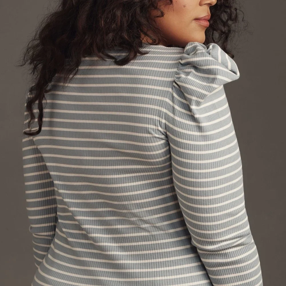 NWT Anthropologie Porridge Puff Sleeve Tie Front Striped Top XL